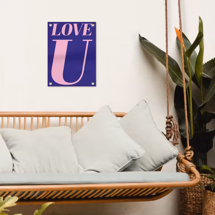Love - Blauw - Valentijn tuinposter los doek klein -sfeer7