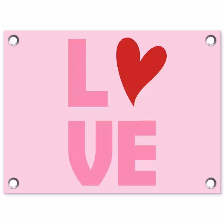 Love - Roze - Hart - Valentijn tuinposter los doek klein -3d