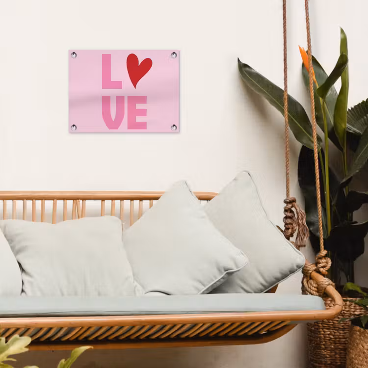 Love - Roze - Hart - Valentijn tuinposter los doek klein -sfeer7