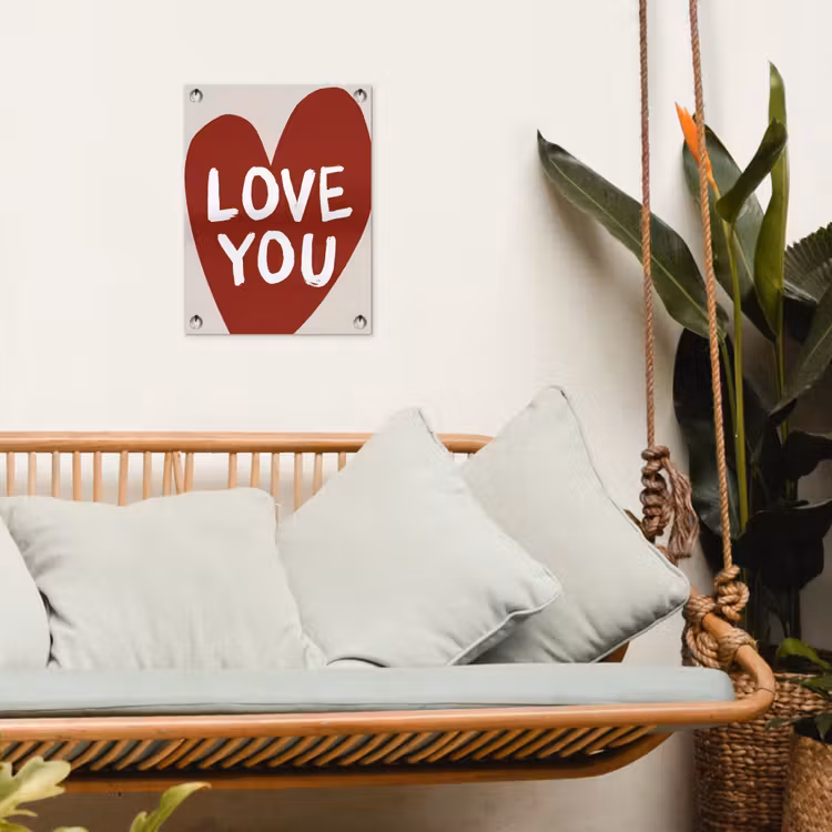 Loveyou - Hart - Rood tuinposter los doek klein -sfeer7