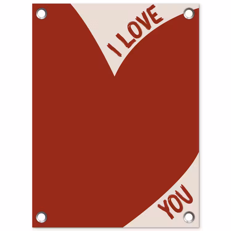Loveyou - Rood - Hart tuinposter los doek klein -3d