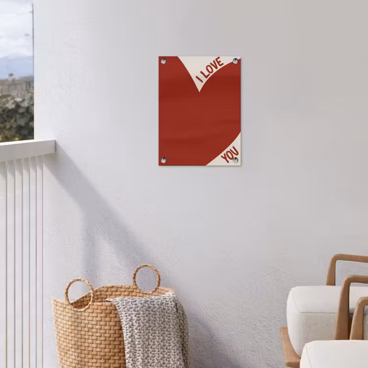 Loveyou - Rood - Hart tuinposter los doek klein -sfeer8
