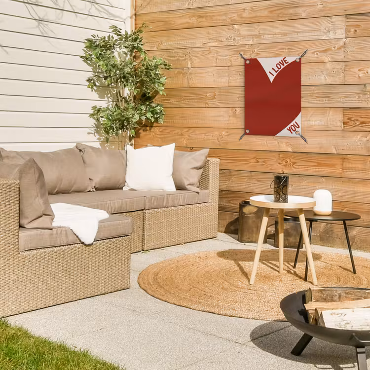 Loveyou - Rood - Hart tuinposter los doek klein -sfeer4