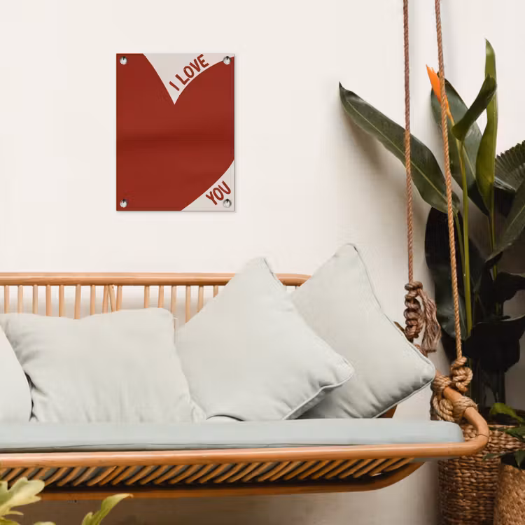 Loveyou - Rood - Hart tuinposter los doek klein -sfeer7