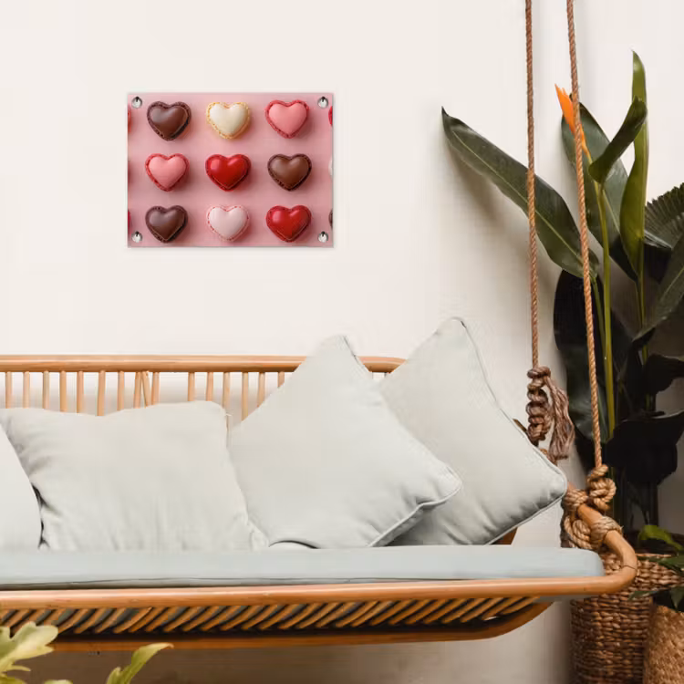Macarons - Hartjes - Kleurrijk - Roze tuinposter los doek klein -sfeer7