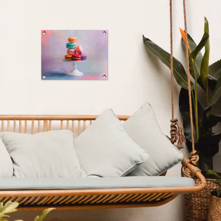 Macarons - Schaal - Pastel - Kleurrijk tuinposter los doek klein -sfeer7