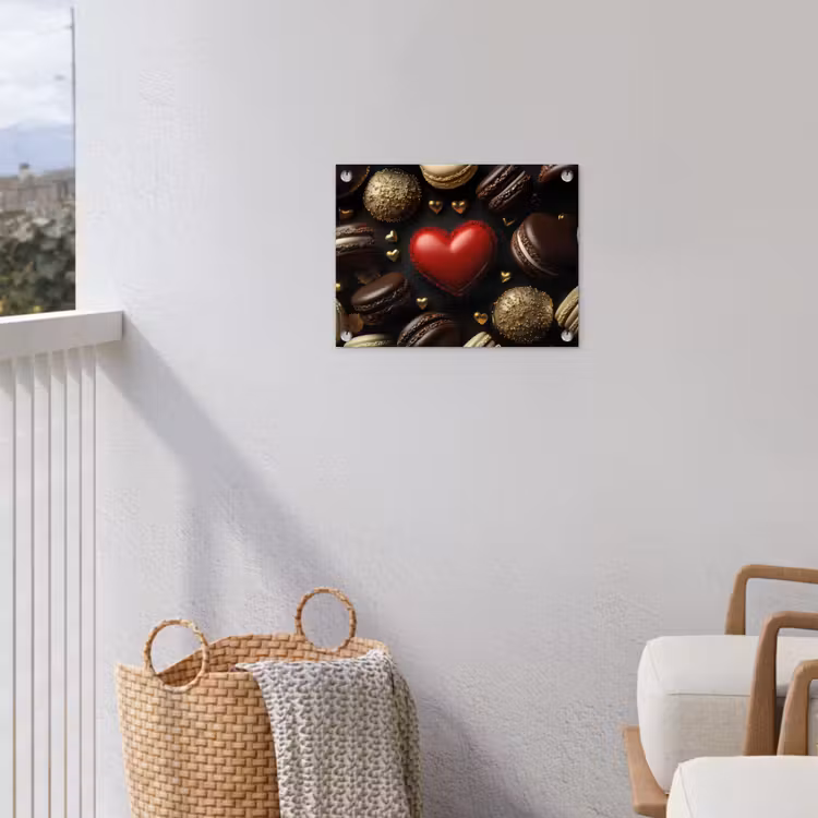 Macarons - Rood - Hart tuinposter los doek klein -sfeer8