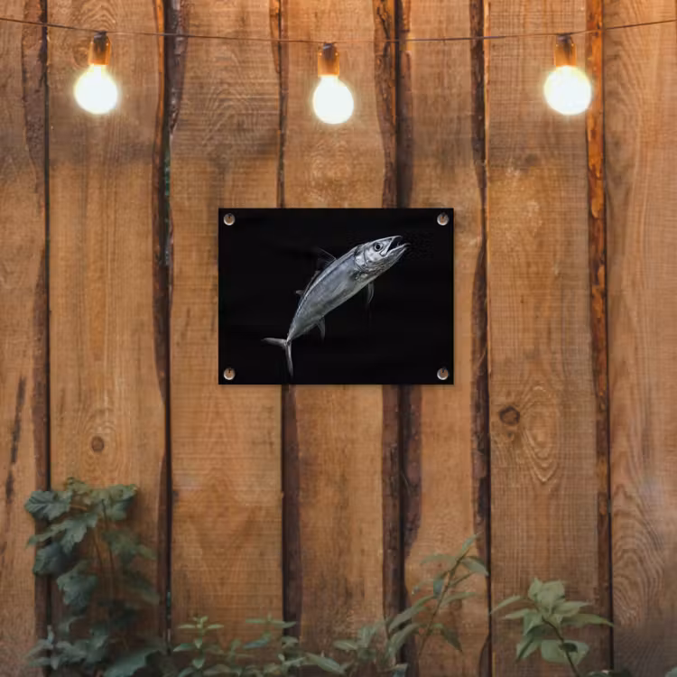Makreel - Vis - Zwart tuinposter los doek klein -sfeer1