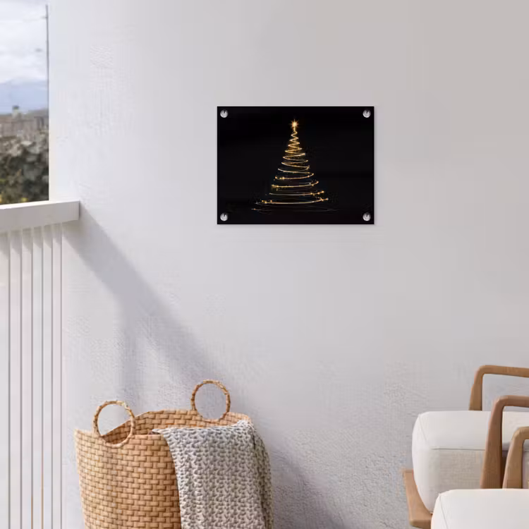 Magisch - Kerstboom - Lichtspiralen - Zwart tuinposter los doek klein -sfeer8