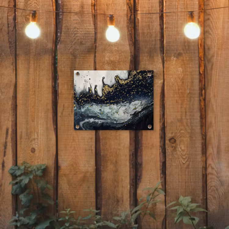 Marmer - Abstract - Goud - Luxe tuinposter los doek klein -sfeer1