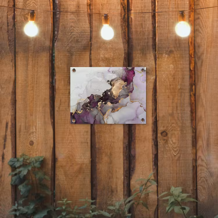 Marmer - Abstract - Goud - Paars tuinposter los doek klein -sfeer1