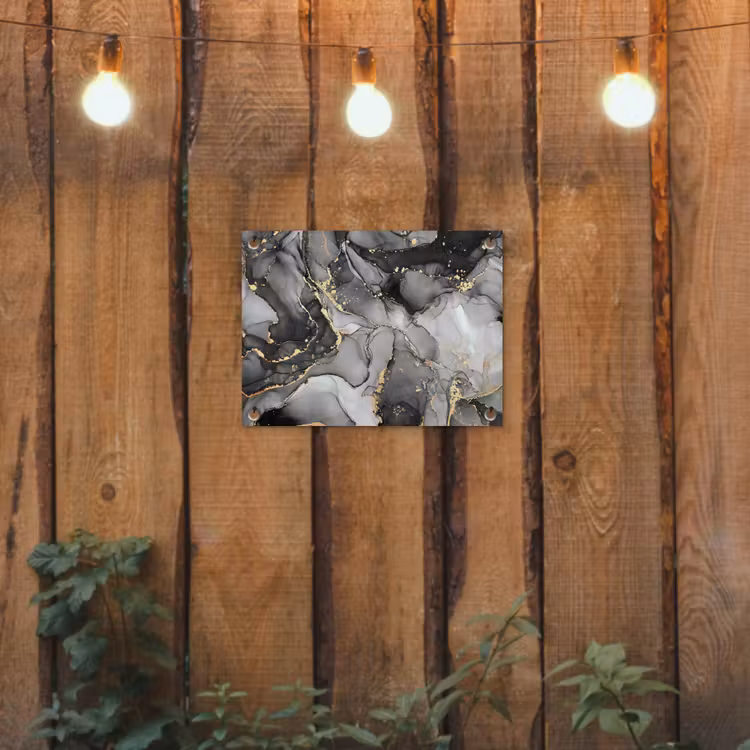 Marmer - Zwart - Goud - Grijs tuinposter los doek klein -sfeer1