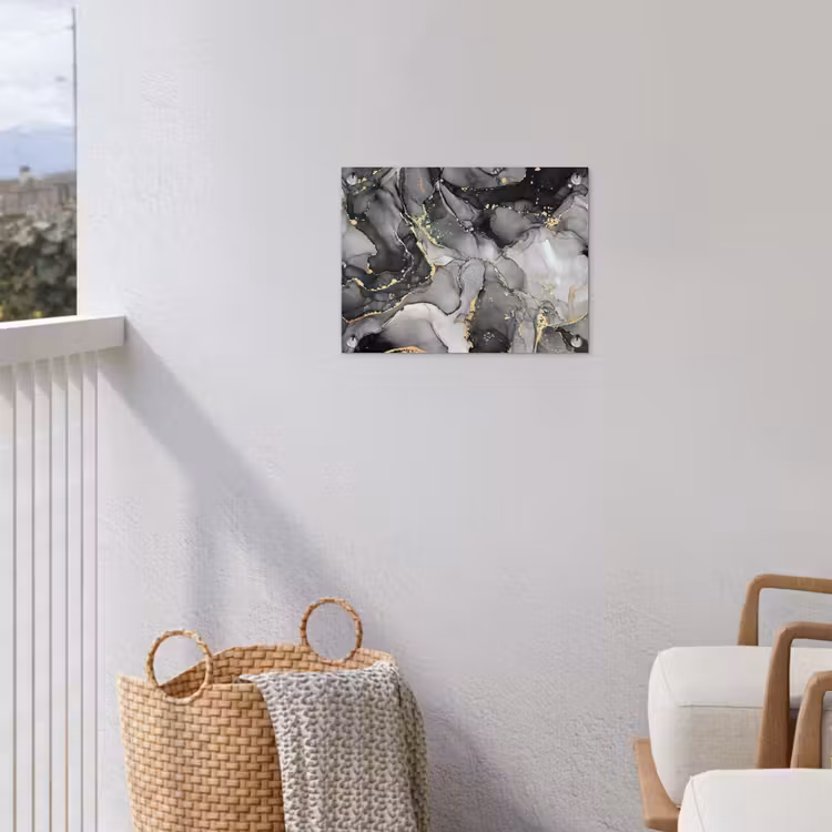 Marmer - Zwart - Goud - Grijs tuinposter los doek klein -sfeer8