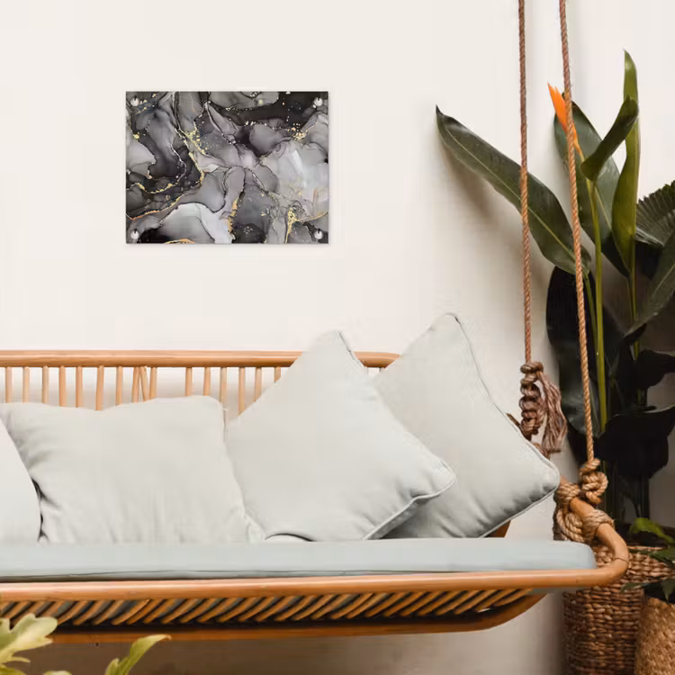 Marmer - Zwart - Goud - Grijs tuinposter los doek klein -sfeer7