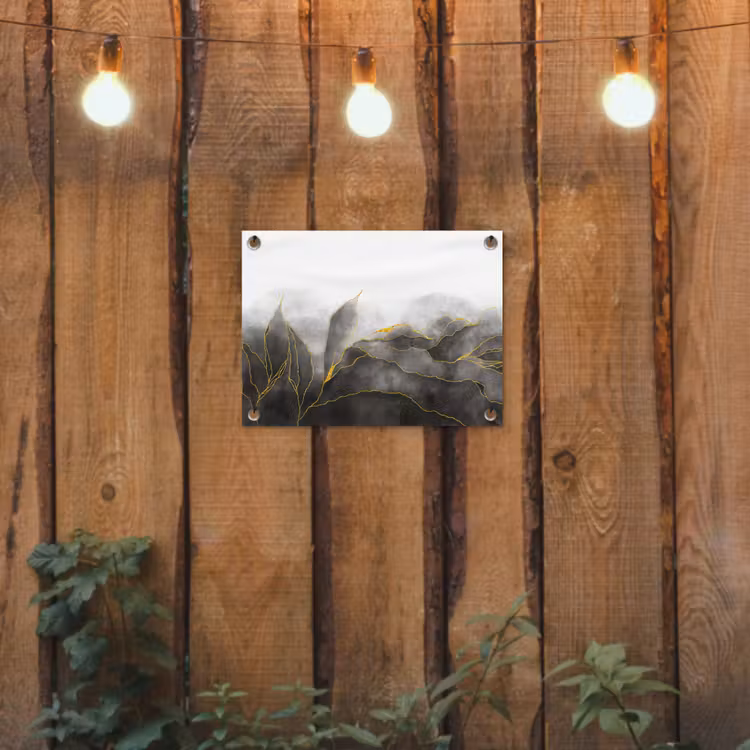 Marmer - Zwart - Goud - Luxe - Marmerlook tuinposter los doek klein -sfeer1