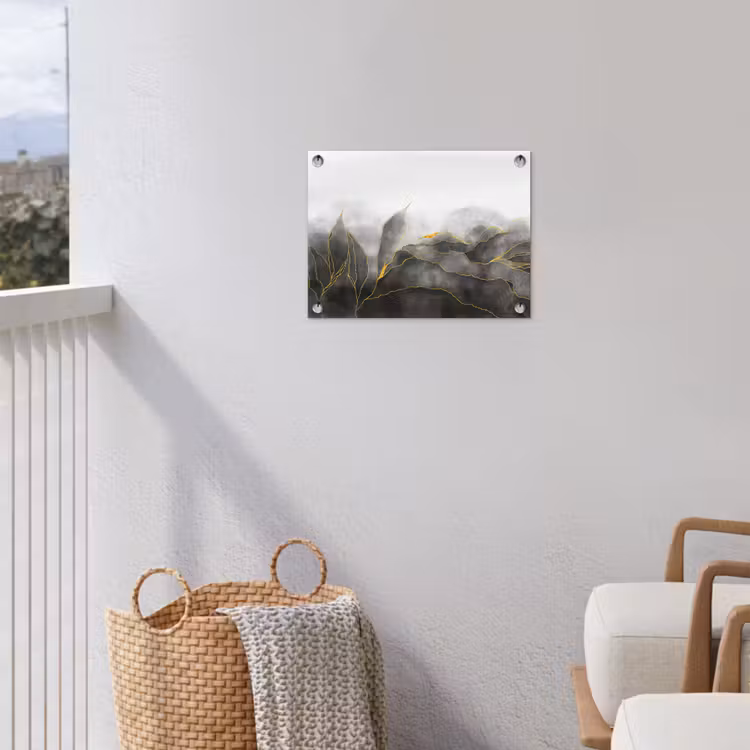 Marmer - Zwart - Goud - Luxe - Marmerlook tuinposter los doek klein -sfeer8
