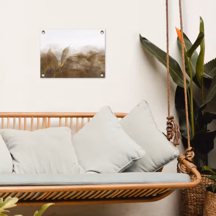 Marmer - Goud - Bruin - Textuur - Marmerlook tuinposter los doek klein -sfeer7