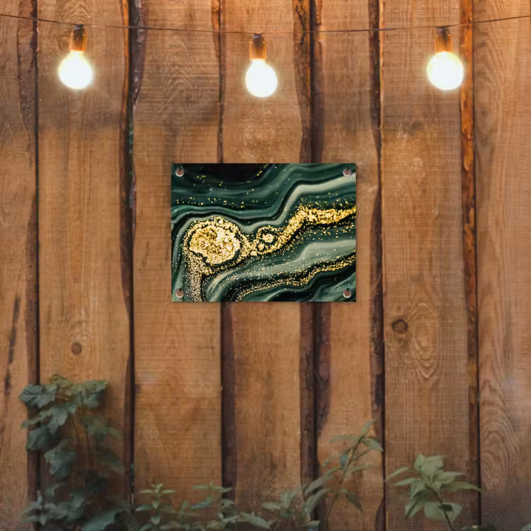 Marmer - Goud - Glitter - Groen - Marmerlook - Luxe tuinposter los doek klein -sfeer1