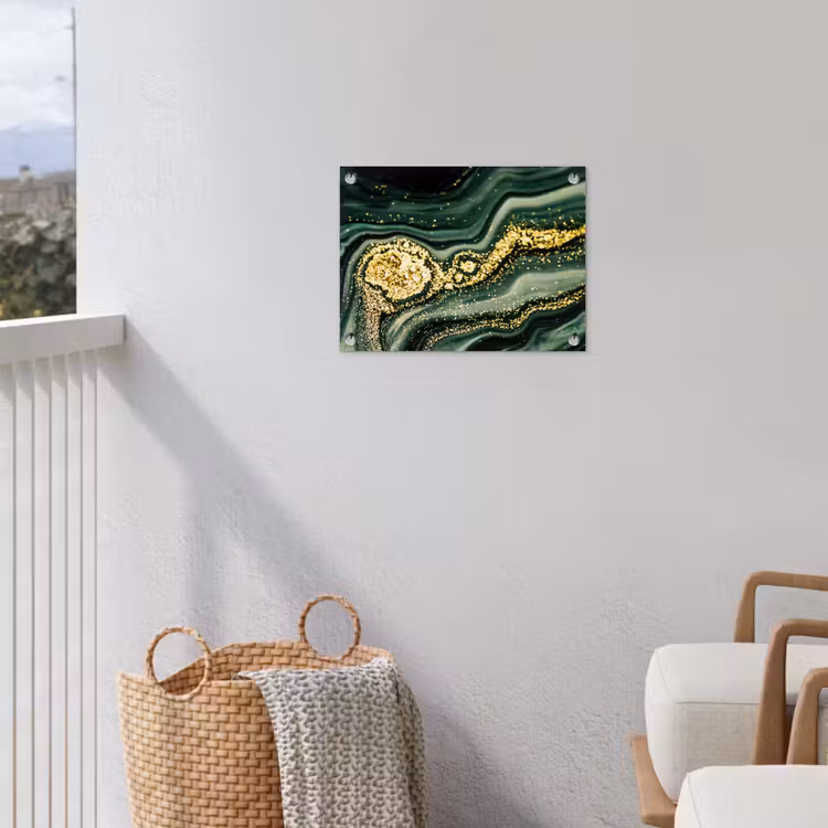 Marmer - Goud - Glitter - Groen - Marmerlook - Luxe tuinposter los doek klein -sfeer8
