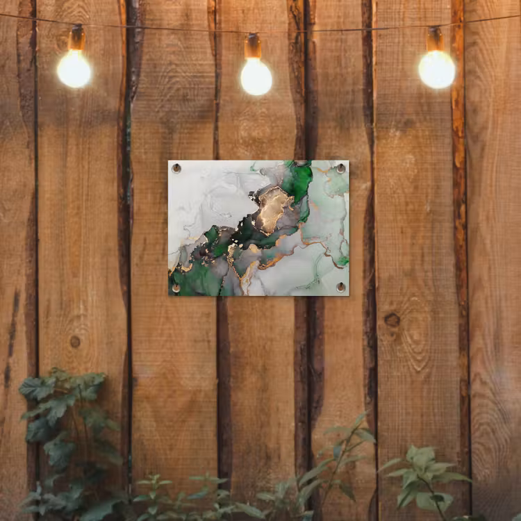 Marmer - Goud - Groen - Luxe tuinposter los doek klein -sfeer1