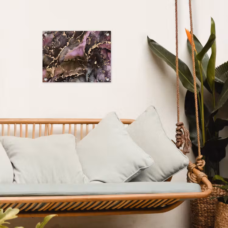 Marmer - Gold - Steen - Abstract tuinposter los doek klein -sfeer7