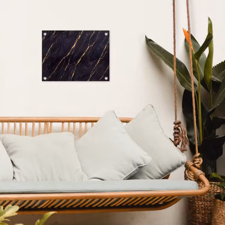 Marmer - Gouden aders - Abstract - Zwart tuinposter los doek klein -sfeer7