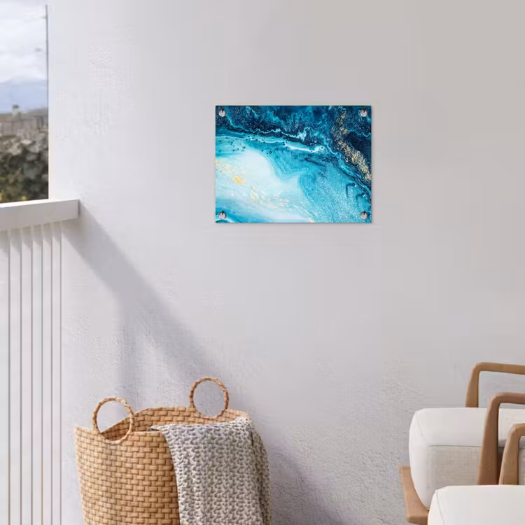 Marmerlook - Blauw - Goud - Luxe - Glitter - Marmer tuinposter los doek klein -sfeer8