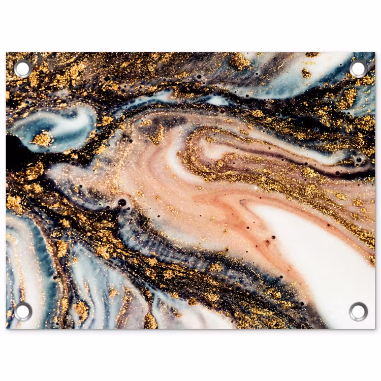 Marmerlook - Goud - Zwart - Glitter - Chic tuinposter los doek klein -3d