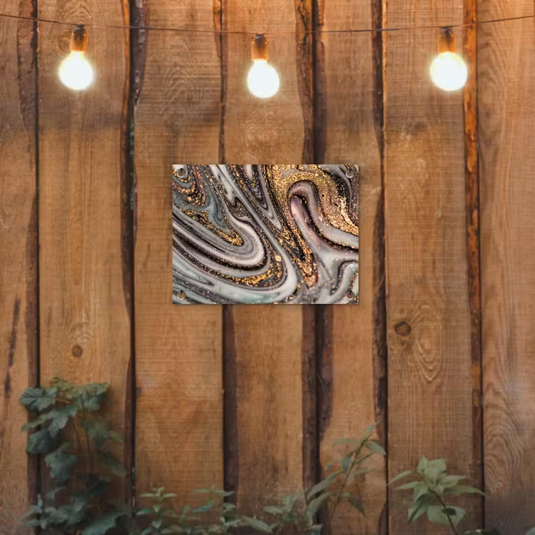 Marmerlook - Goud - Glitter - Luxe - Marmer - Wit tuinposter los doek klein -sfeer1