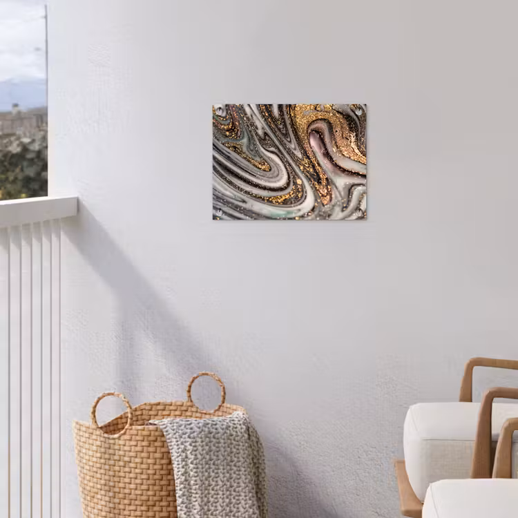 Marmerlook - Goud - Glitter - Luxe - Marmer - Wit tuinposter los doek klein -sfeer8
