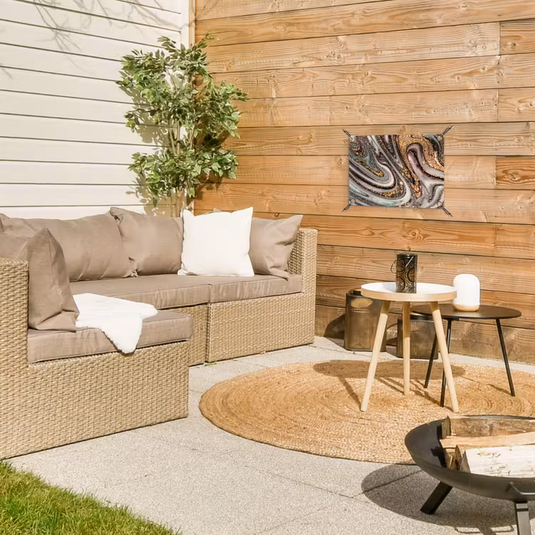 Marmerlook - Goud - Glitter - Luxe - Marmer - Wit tuinposter los doek klein -sfeer4