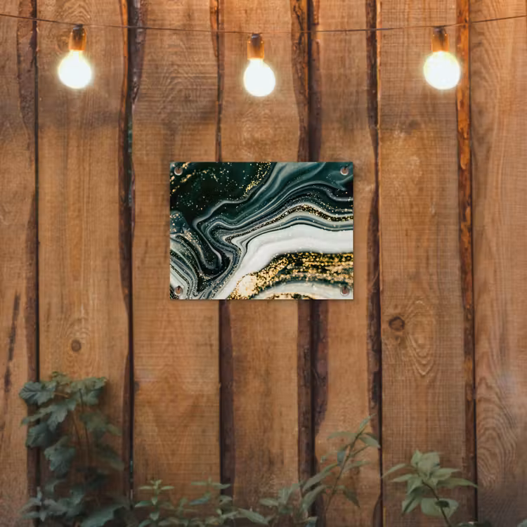 Marmerlook - Goud - Groen - Glitter - Design - Marmer tuinposter los doek klein -sfeer1