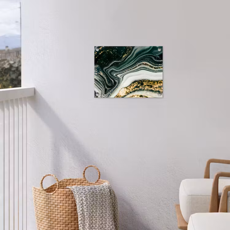 Marmerlook - Goud - Groen - Glitter - Design - Marmer tuinposter los doek klein -sfeer8