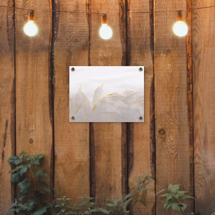 Marmerlook - Grijs - Goud - Chic - Marmer tuinposter los doek klein -sfeer1