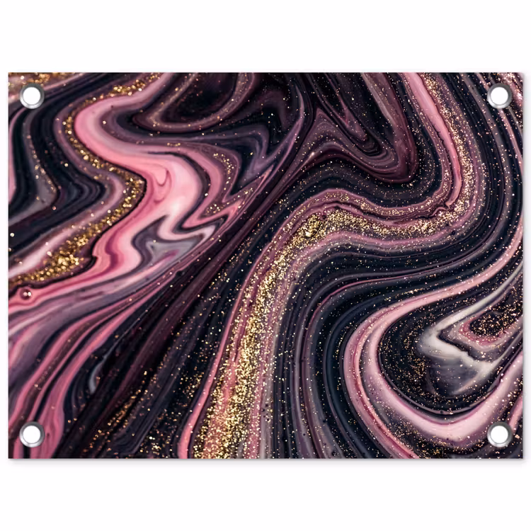 Marmerlook - Roze - Paars - Goud - Luxe - Marmer tuinposter los doek klein -3d