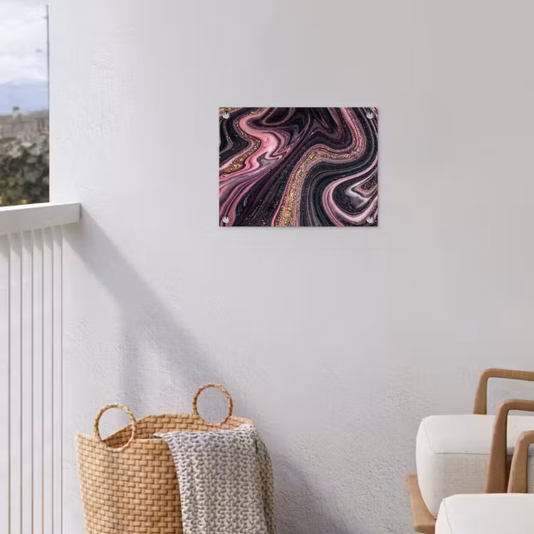 Marmerlook - Roze - Paars - Goud - Luxe - Marmer tuinposter los doek klein -sfeer8