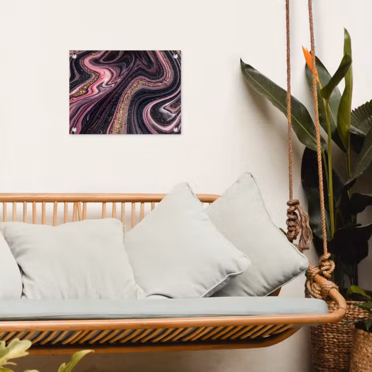 Marmerlook - Roze - Paars - Goud - Luxe - Marmer tuinposter los doek klein -sfeer7