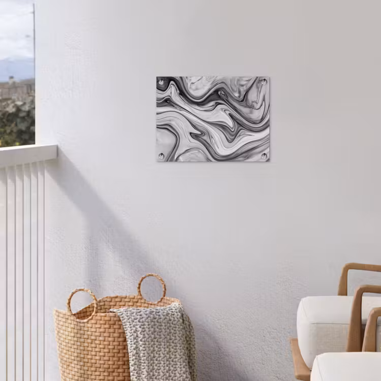 Marmer - Patronen - Grijs - Marmerlook - Zwart tuinposter los doek klein -sfeer8