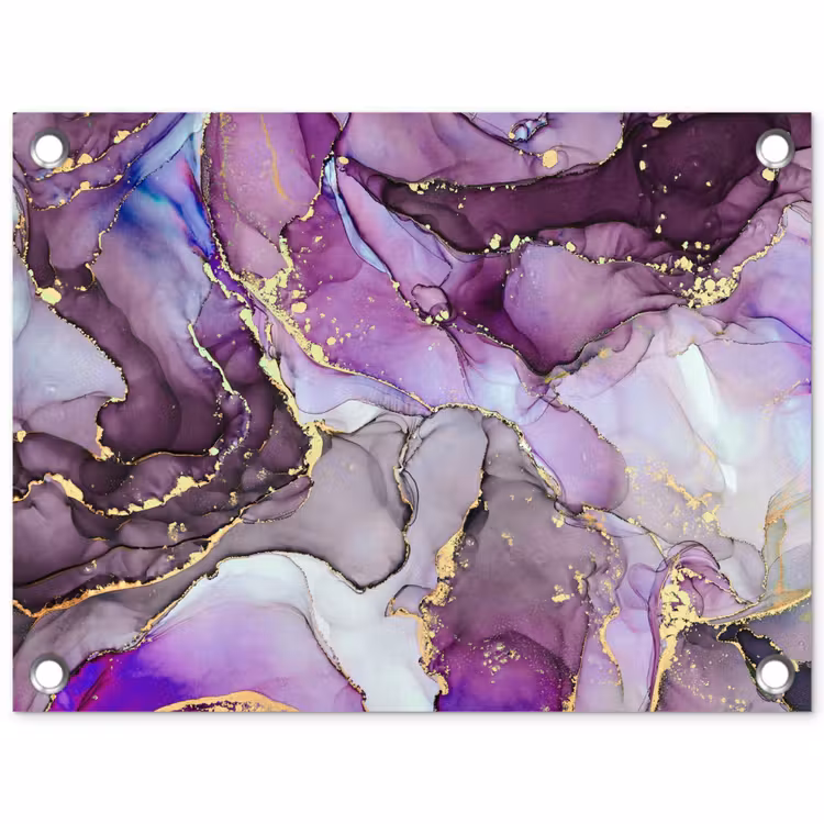 Marmer - Roze - Paars - Gold tuinposter los doek klein -3d