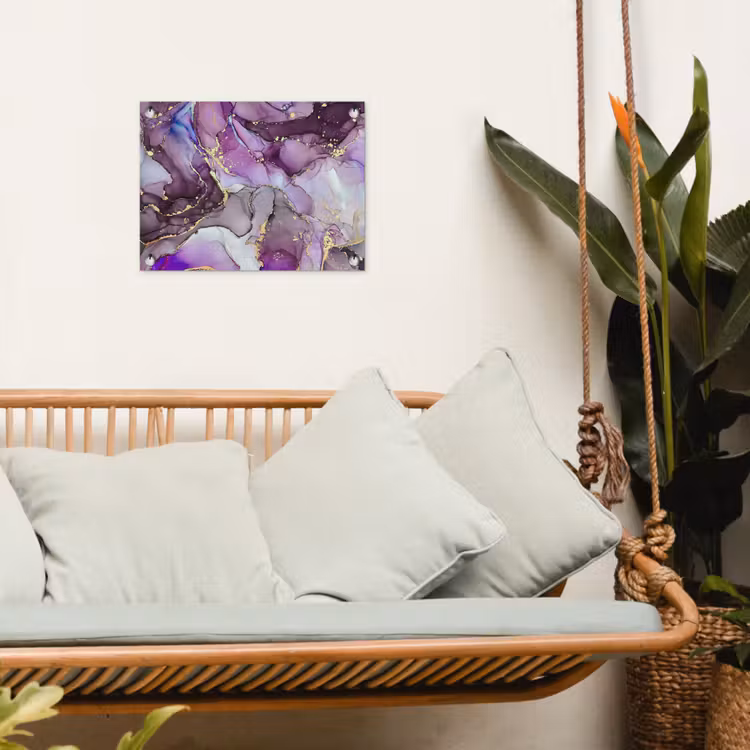 Marmer - Roze - Paars - Gold tuinposter los doek klein -sfeer7