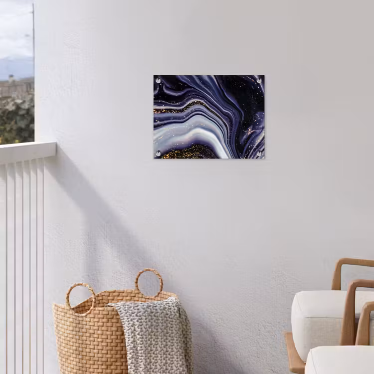 Marmer - Paars - Luxe - Marmerlook - Glitter tuinposter los doek klein -sfeer8
