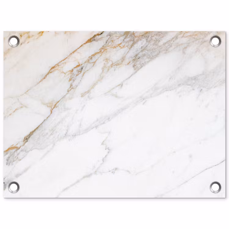 Marmer - Steen - Wit - Goud - Marmerlook - Steen - Luxe tuinposter los doek klein -3d