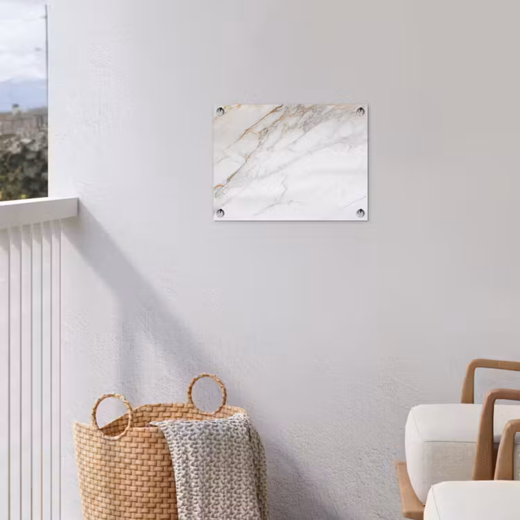Marmer - Steen - Wit - Goud - Marmerlook - Steen - Luxe tuinposter los doek klein -sfeer8
