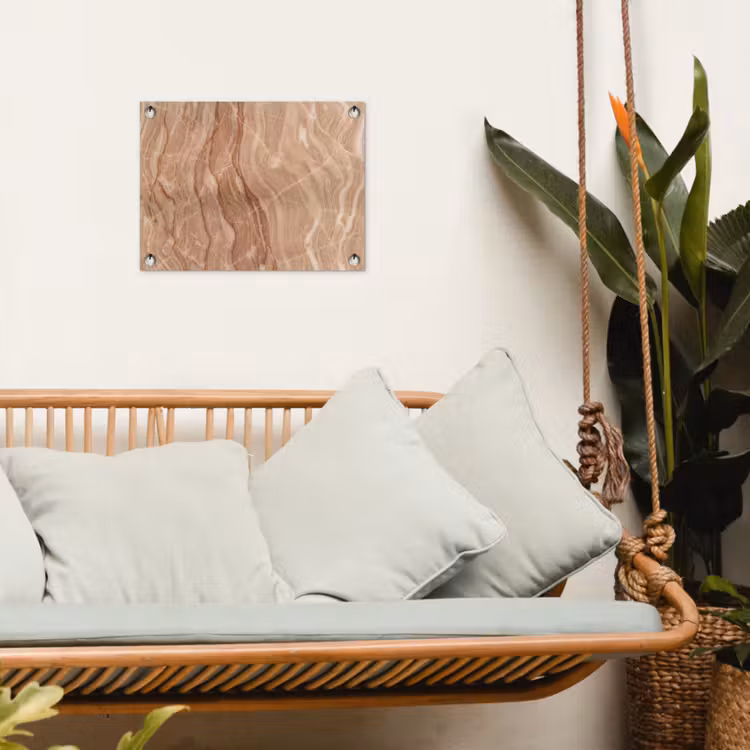 Marmer - Ader - Natuur - Abstract - Beige tuinposter los doek klein -sfeer7