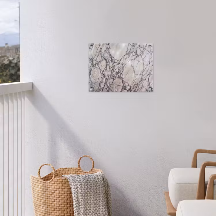 Marmer - Aderen - Patroon - Wit - Grijs tuinposter los doek klein -sfeer8