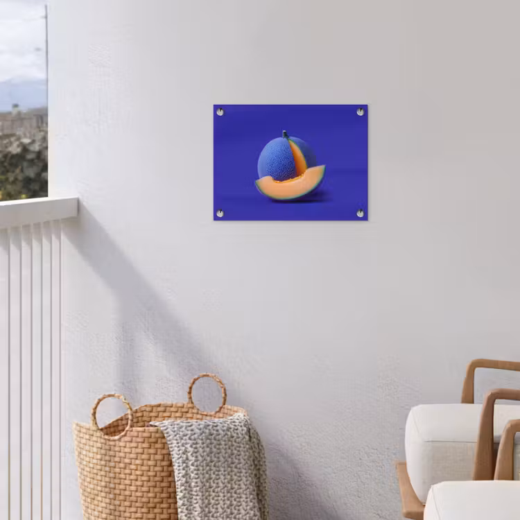 Meloen - Blauw - Oranje - Kunstzinnig tuinposter los doek klein -sfeer8