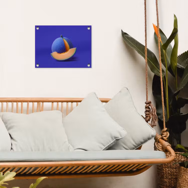 Meloen - Blauw - Oranje - Kunstzinnig tuinposter los doek klein -sfeer7