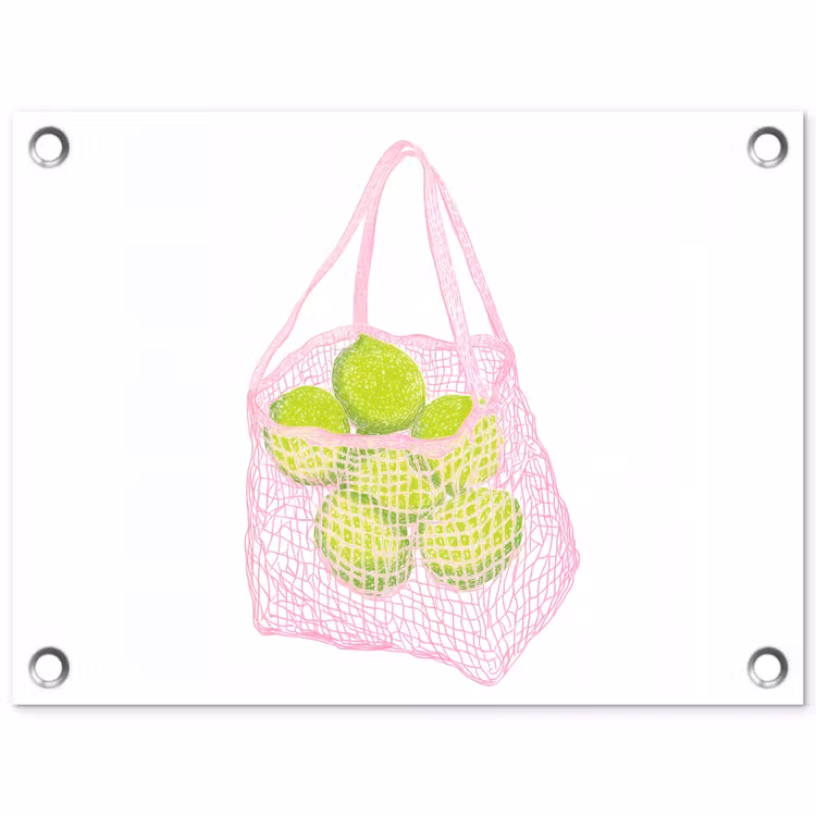 Netzakje - Roze - Illustratie - Limoenen tuinposter los doek klein -3d