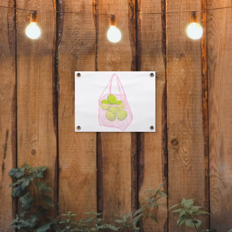 Netzakje - Roze - Illustratie - Limoenen tuinposter los doek klein -sfeer1