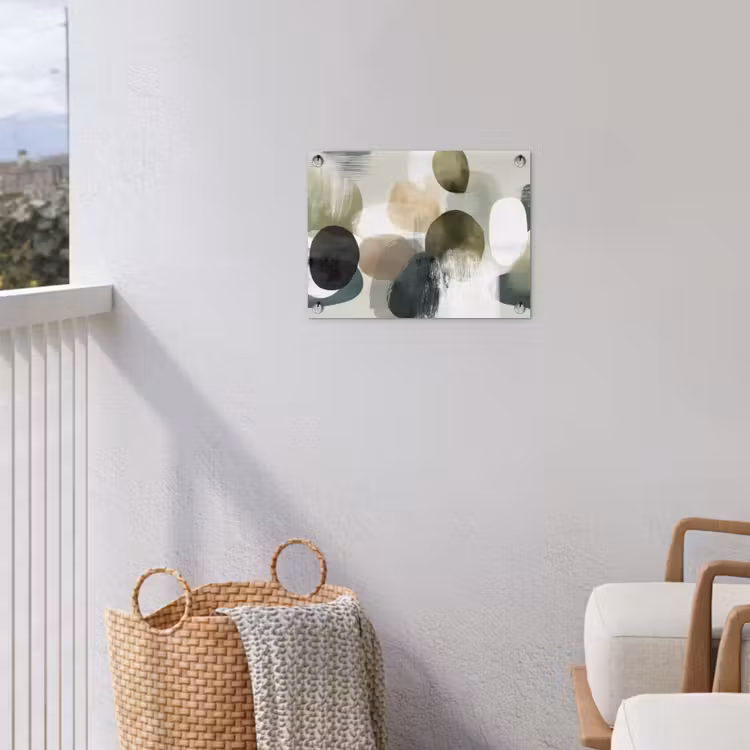 Minimalistisch - Cirkels - Penseelstreken - Beige tuinposter los doek klein -sfeer8